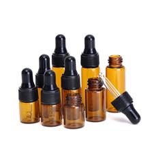 Frascos de perfume âmbar pequeno, frascos conta-gotas claras para óleos essenciais de vidro, 50 peças 1ml 2ml 3ml 5ml 2024 - compre barato