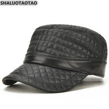 SHALUOTAOTAO Men's Flat Cap Genuine Leather Hat Autumn Thin Sheepskin Fashion Military Hats Adjustable Size Brands Snapback Caps 2024 - buy cheap