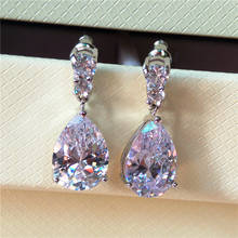 Female Luxury Long Dangle Earrings Water Drop Stone Earrings Vintage Fashion Silver Color Zircon Earrings For Women Wedding Gift 2024 - buy cheap