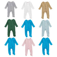 2020 0-6M Newborn Baby Boy Girl Solid Color Jumpsuit Long Sleeve Knited Wrap foot Romper Infant Autumn Sleepwear 7 Colors 2024 - buy cheap