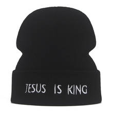 Gorro Casual con bordado de Jesús es el rey para hombre y mujer, gorro cálido de punto de moda, sólido, Hip-hop, novedad de 2020 2024 - compra barato