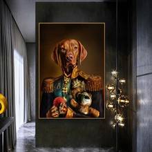 Dog in Military Uniform Canvas Paintings on the Wall Art Posters And Prints Classical Animals Dog General Art Pictures Cuadros 2024 - buy cheap