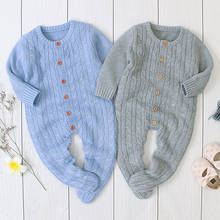 Autumn Winter Baby Boys Girls Pure Color Bind Foot Rompers Clothes Children Baby Boy Girl Kids Knitting Long Sleeve Rompers 2024 - buy cheap