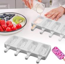 New Silicone Ice Cream Molds 4 Cell Ice Cube Tray Popsicle mold Maker DIY Homemade Ice Lolly Mould Home Kitchen tools 2024 - buy cheap