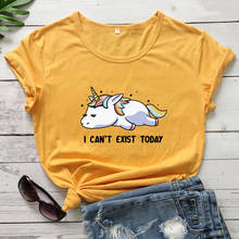 Camiseta con estampado de "I can Exist Today" para mujer, ropa con estampado de unicornio, Hipster, Grunge 2024 - compra barato
