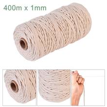400M Natural Beige Cotton Cord Twisted Rope Craft Macrame cord Artisan String DIY Handmade Tying Thread Cord Rope 1mm Diameter 2024 - buy cheap