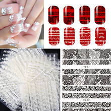 30 folhas 3d adesivos de arte do prego rendas decalques de unhas auto-adesivo adesivo de unhas diy ferramenta de manicure arte do prego decoração do prego adesivos 2024 - compre barato