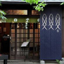 Cortina japonesa para porta, estampa de peixe azul, cortina para porta de sala da cozinha 2024 - compre barato