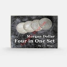 Quatro em um conjunto de dólar morgan-truque de magia, magia divertida, magia de festa. magia de moeda 2024 - compre barato