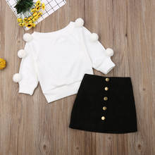 NEW Autumn Winter Spring Outfit Set Toddler Kid Baby Girl Clothes Cotton Knit Tops + Hip Skirt 2pcs Set 2024 - buy cheap