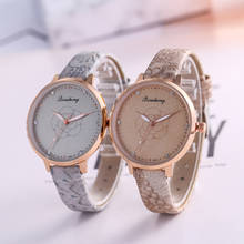 Relógio feminino de couro estampado e luxuoso, relógio de quartzo escala strass para mulheres, 2020 2024 - compre barato