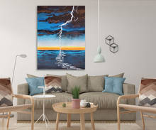 Pintura de paisaje marino enmarcada, luz de inducción LED, cuadros de pared para sala de estar, lienzo, imágenes artísticas 2024 - compra barato