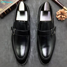 Мужские деловые туфли QYFCIOUFU из натуральной кожи, оксфорды для мужчин, свадебная деловая офисная обувь с пряжкой, мужские туфли 2024 - купить недорого