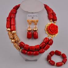 Conjunto de joyería africana para mujer, juego de joyería nupcial, collar de Coral nigeriano, 314-B4 2024 - compra barato