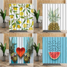 Cortina de ducha de frutas tropicales, decoración Floral de baño con gancho, cortinas de tela para cocina, limón, piña, sandía 2024 - compra barato