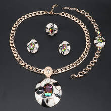 OEOEOS Best Hot New Jewelry Sets Enamel Crystal Pendant Necklace Earrings Bracelet Ring Set Women Accessories 2024 - buy cheap