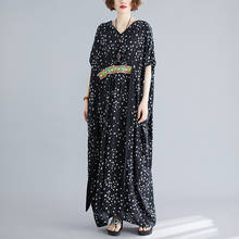 2020 женское новое летнее платье большого размера плюс хлопковое шелковое с v-образным вырезом с коротким рукавом berif в китайском стиле Длинное свободное платье 2024 - купить недорого