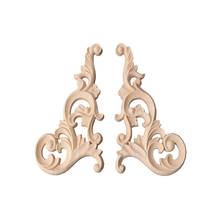 1 Pair Wood Carved Corner Onlay Applique Frame Decor Furniture Unpainted Home 2024 - buy cheap