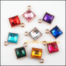 20 New Square Charms Mixed Acrylic Pendants KC Gold Color 17.5x21mm 2024 - buy cheap