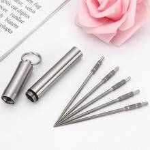 Titanium Alloy Toothpick Portable Reusable Outdoor EDC Stainless Steel Toothpick Bottle Fruit Fork Holder Storage Box Case 2024 - buy cheap