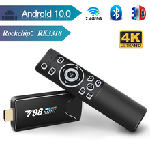 Dispositivo de TV inteligente, decodificador con Android 10, 2GB, 16GB, 2,4/5G, WIFI, Bluetooth, RK3318, cuatro núcleos, dispositivo de TV inteligente, play store, stick 4k 2024 - compra barato