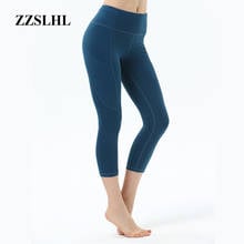 Calça legging feminina esportiva, calça capri com bolso e zíper, calça legging de compressão 2024 - compre barato