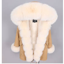Повседневные свободные женские зимние куртки, одежда, новая парка с подкладкой из искусственного меха, негабаритное пальто с воротником из натурального меха лисы, женское длинное пальто 2024 - купить недорого