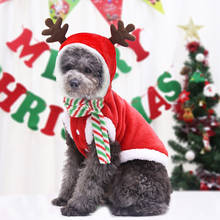 Pet clothes Christmas dog clothes autumn and winter flannel warm cat and dog clothes elk Christmas festive suit holiday costumes 2024 - buy cheap