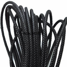 Cordón de cuero trenzado negro, accesorios para pulseras, cuerda de cuero para pulsera DIY, fabricación de joyas, cordones, 2 m/lote aprox.: 6mm 2024 - compra barato