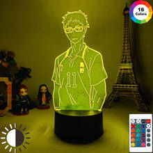 Haikyu Kei Tsukishima рисунок 3D СВЕТОДИОДНЫЙ Ночник светильник аниме Светодиодная лампа для декора спальни ночник светильник для детей подарок на день Святого Валентина 2024 - купить недорого