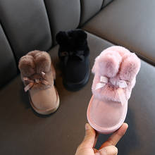 2020 Rabbits Ears Boots Girls Suede Toddler Winter Boots Warm Fur Winter Shoes for Girl Bow Band Baby Snow Boots Kids Footwear 2024 - buy cheap