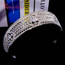 Tiara de circonia cúbica europea, diadema de diamantes de imitación, corona, accesorios para el cabello de boda, RE4200 2024 - compra barato