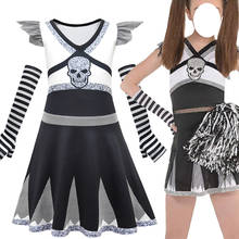 Fantasia infantil dos zombies 2, fantasia de esqueleto para cosplay, carnaval, halloween, vestido de cheerlíder, roupas de festa engraçadas 2024 - compre barato