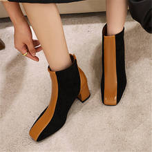 2021New Fashion Square head Thick Heel Women Boots Back Zipper Ladies Ankle Boots Autumn Winter Boots Female Black brown 2024 - buy cheap