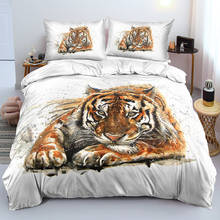 3D White Bedding Set Custom Design Animal Duvet Cover Sets Tiger Bed Linen Pillowcases King Queen Single Twin Size 160*200cm 2024 - buy cheap