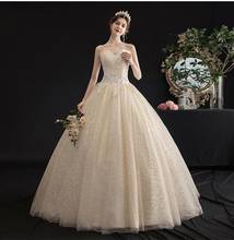 2022 New Shining Beading Lace Strapless Wedding Dress Classic Embroidery Lace Up Slim Princess Wedding Gown Robe De Mariee 2024 - buy cheap