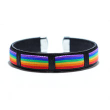 Pulseira fashion lgbtq unissex aberta, bracelete ajustável, várias cores, corda da da sorte, acessórios de mão, joia casual para presente 2024 - compre barato