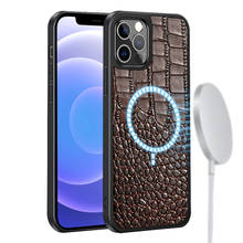 LANGSIDI Genuine Leather magnetic case For Iphone 12 pro max Wireless Charging shockproof cover For iphone 12 pro 12mini fundas 2024 - buy cheap