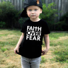 Faith Over Fear Summer Kids Unisex T-shirt Funny Letter Print Children Tee Shirt Clothing Boys Girls Short Sleeve Fashion Tops 2024 - buy cheap