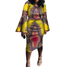 African Women Dress Fashion Flare Sleeve Midi Dress Traditional African Print Cotton Dresses Women V-neck Short Dress WY3388 2024 - buy cheap