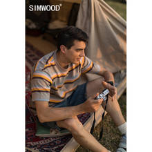 SIMWOOD, Новинка лета 2021, Стильная красочная полосатая футболка, Мужская размера плюс размер, 100% хлопок, дышащая брендовая одежда SK130298 2024 - купить недорого