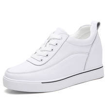 Zapatos blancos de cuero populares para mujer, zapatillas informales que combinan con todo, plantilla para aumentar la altura, primavera y otoño, 2021 2024 - compra barato