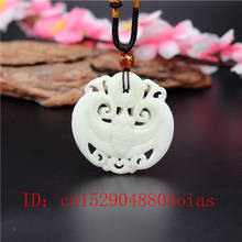 Natural White Chinese Jade Five Bats Pendant Necklace Charm Jewellery Double-sided Hollow Carved Amulet Gifts for Women Men 2024 - buy cheap