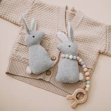 2pc/set Baby Wooden Rattle Music Bells Teething Dummy Chain Chew Toys Soft Cotton Rabbit BPA Free Wood Pendent Nurse Gifts Kids 2024 - buy cheap