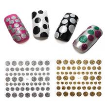 1pcs Gold/Sliver/Black/White Round Point 3D Nail Sticker Glitter Shiny Sticker Deisgn Transfer Adhesive Slider Wraps Nail Art 2024 - buy cheap