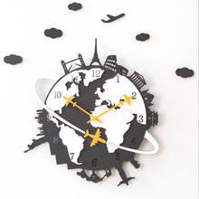 Modern World Map Wall Clock Personalized Creative Wooden Decorative Silent Globe Quartz Clock Wall Watch for Living Room Bedroom 2024 - buy cheap