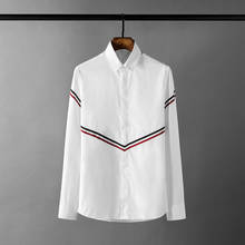 Minglu White Ribbon Mens Shirts Luxury Solid Color Long Sleeve Mens Dress Shirts Fashion Slim Fit Party Man Shirts Casual Shirts 2024 - buy cheap