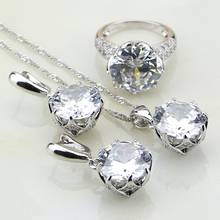 Wholesale 925 Sterling Silver Jewelry White Cubic Zirconia Costume Jewelry Sets For Women Wedding Earrings/Pendant/Necklace/Ring 2024 - buy cheap