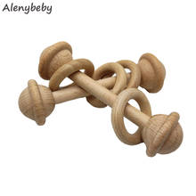 1pcs Beech Wood Rattle Teethers Chew Wood Beads Rattling Teething Montessori Toys Food Grade Wooden Ring Rattle Baby Teethers 2024 - buy cheap