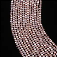 Wholesale 3 Strands Natural Pearl 4-5mm Pink freshwater potato shape pearl strands Loose Beads women lady jewelry DIY 2024 - buy cheap